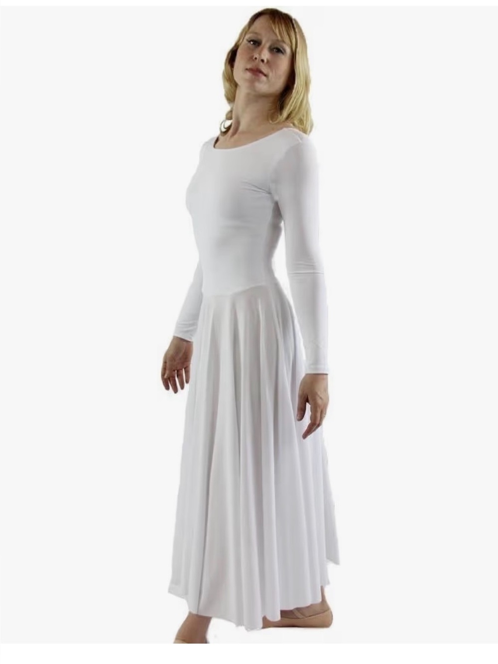 White Long Sleeve Maxi Dance Dress size 1X NWT